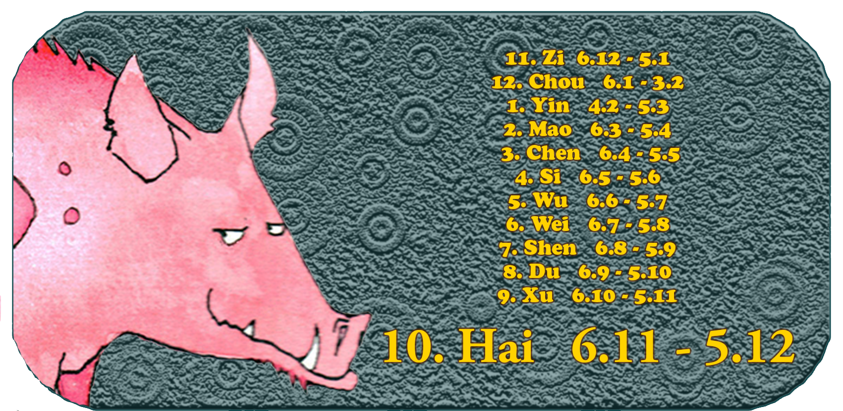 Kinesisk dyrekrets | De tolv kinesiske dyrene | Gris, november, måned 10, Hai